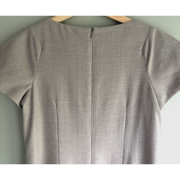 BANANA REPUBLIC Short Sleeve Wool Sheath Dress | Size 6 Neutral Beige Minimalist - Picture 5 of 15